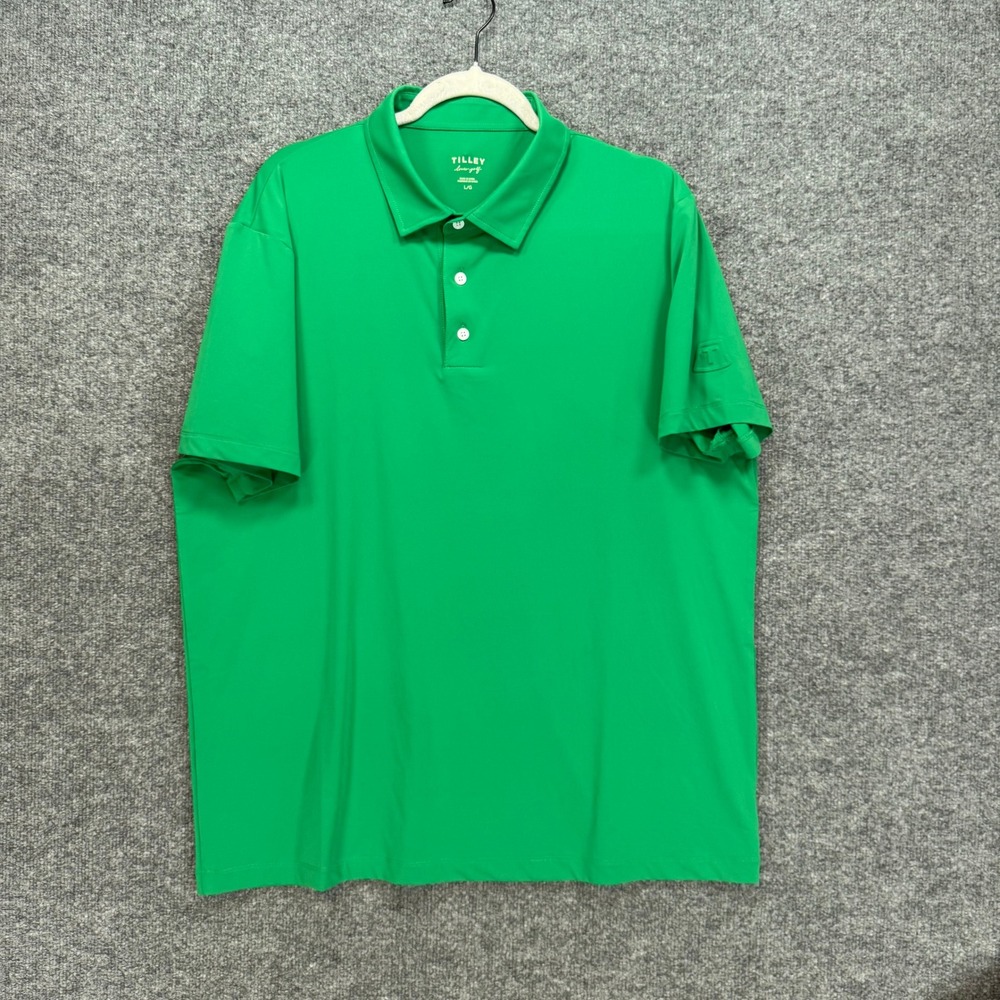 Tilley Endurables Golf Polo Shirt Mens Large Green Stretch Performance Active